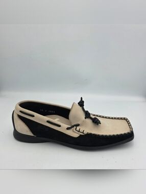 ARCHE Black & White Nubuck Loafer, Size 38